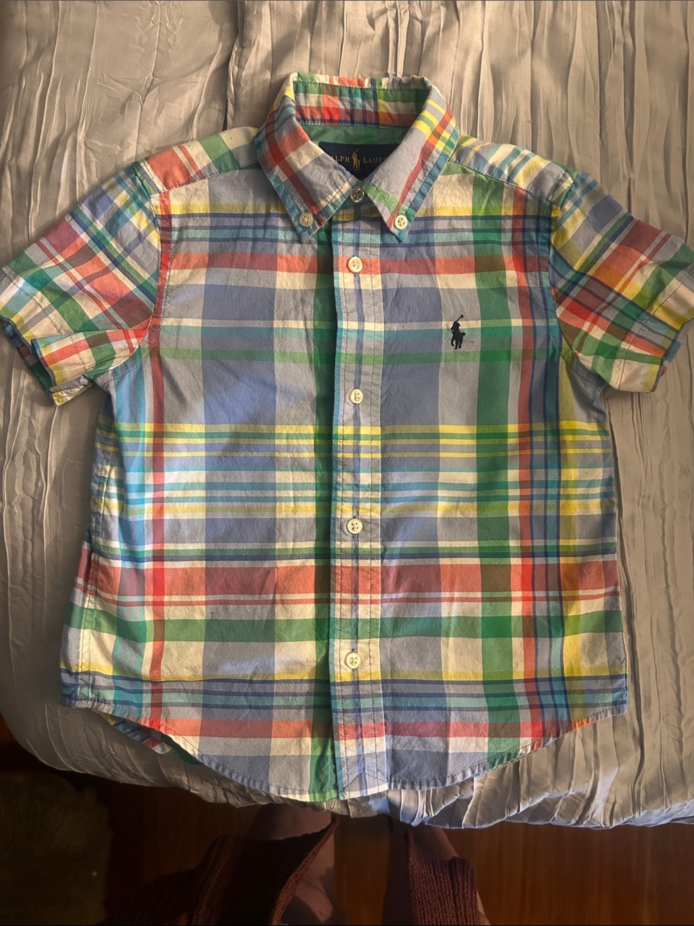 Ralph Lauren Kids Short-Sleeve Plaid Shirt in Blue, Green, Red, Yellow